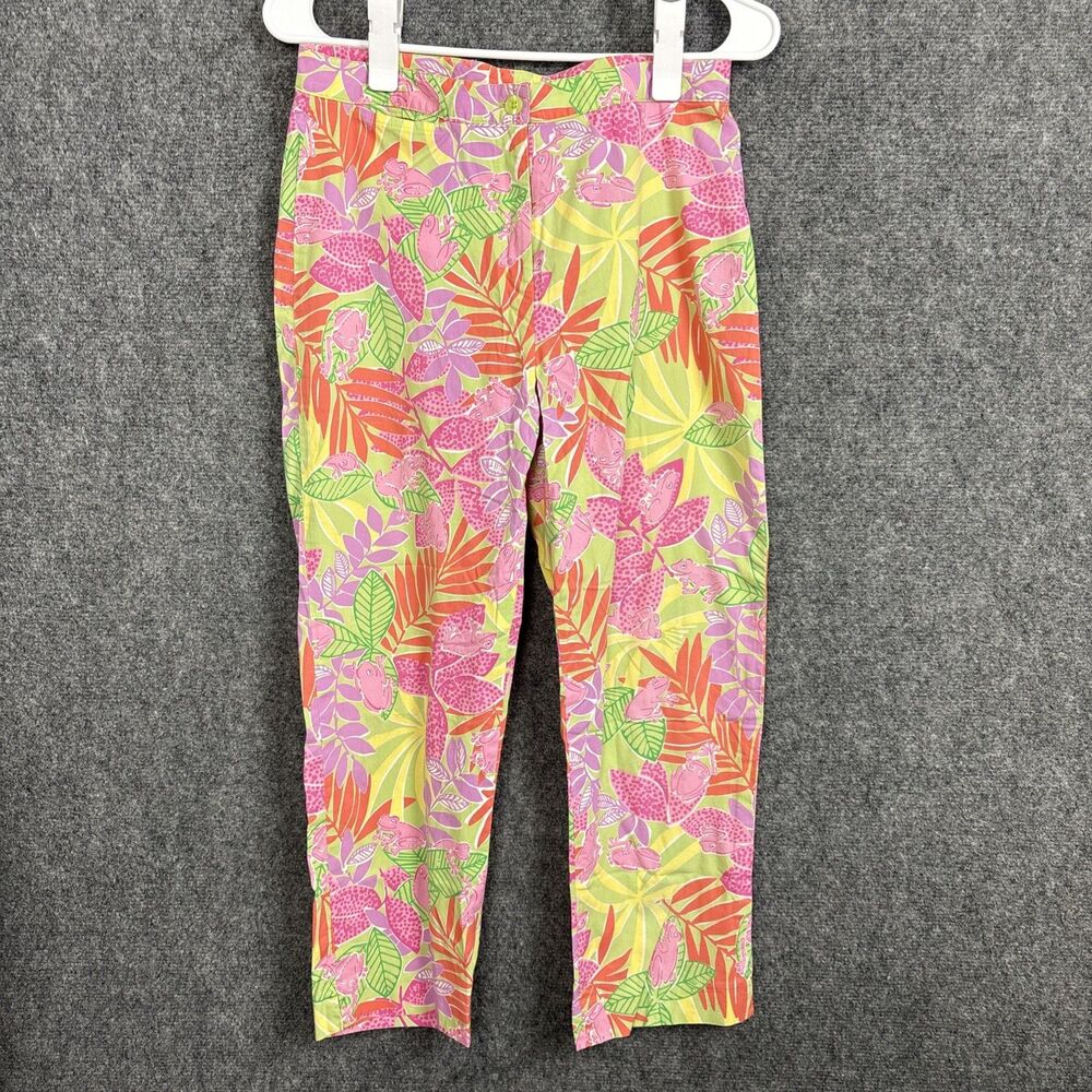 Lilly Pulitzer Pants Womens Size 6 Pink Frogs Cropped Preppy Beach Novelty